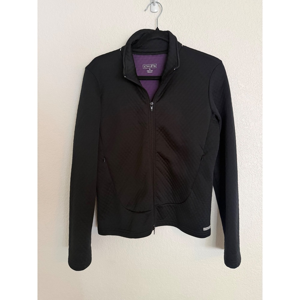 Athleta Womens Black Quilted Full Zip Performance Jacket Size M